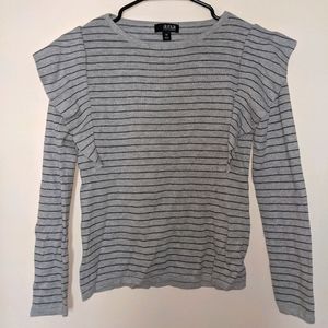 Ana black and grey striped sweater with ruffles